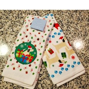 2 St. Nicholas Square DOG Holiday Dish Towels